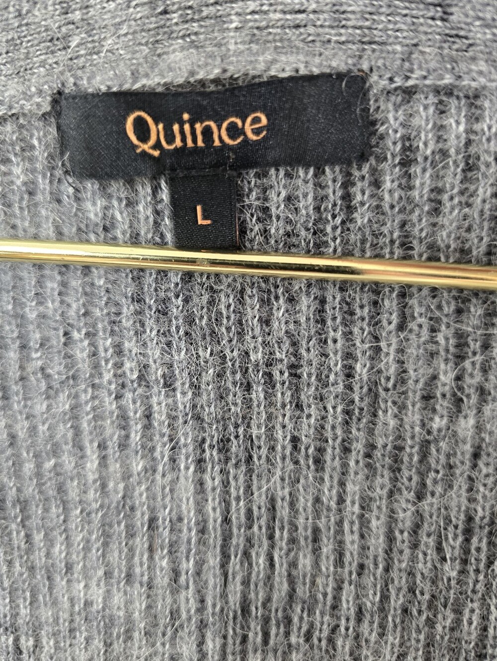Quince Baby Alpaca Wool Cropped Crop Ribbed Rib Cardigan Sweater Gray Grey Sz L - Picture 8 of 11